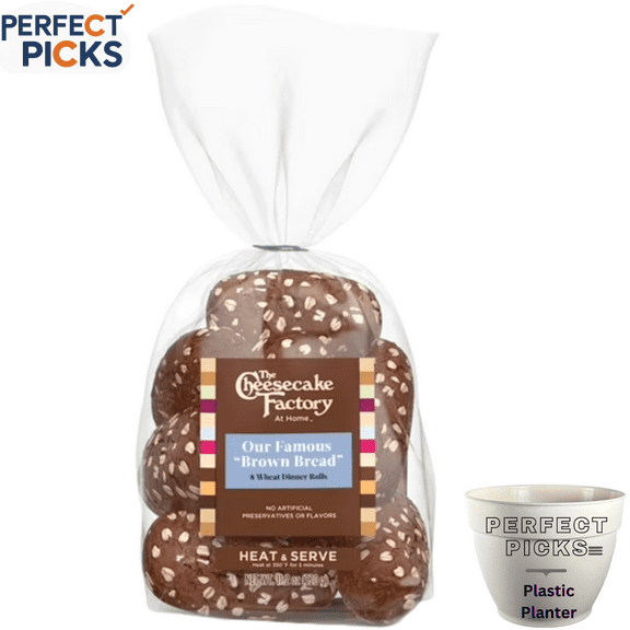 The Cheesecake Factory At Home Famous "Brown Bread" Wheat Dinner Rolls, Include 1 Plastic Planter