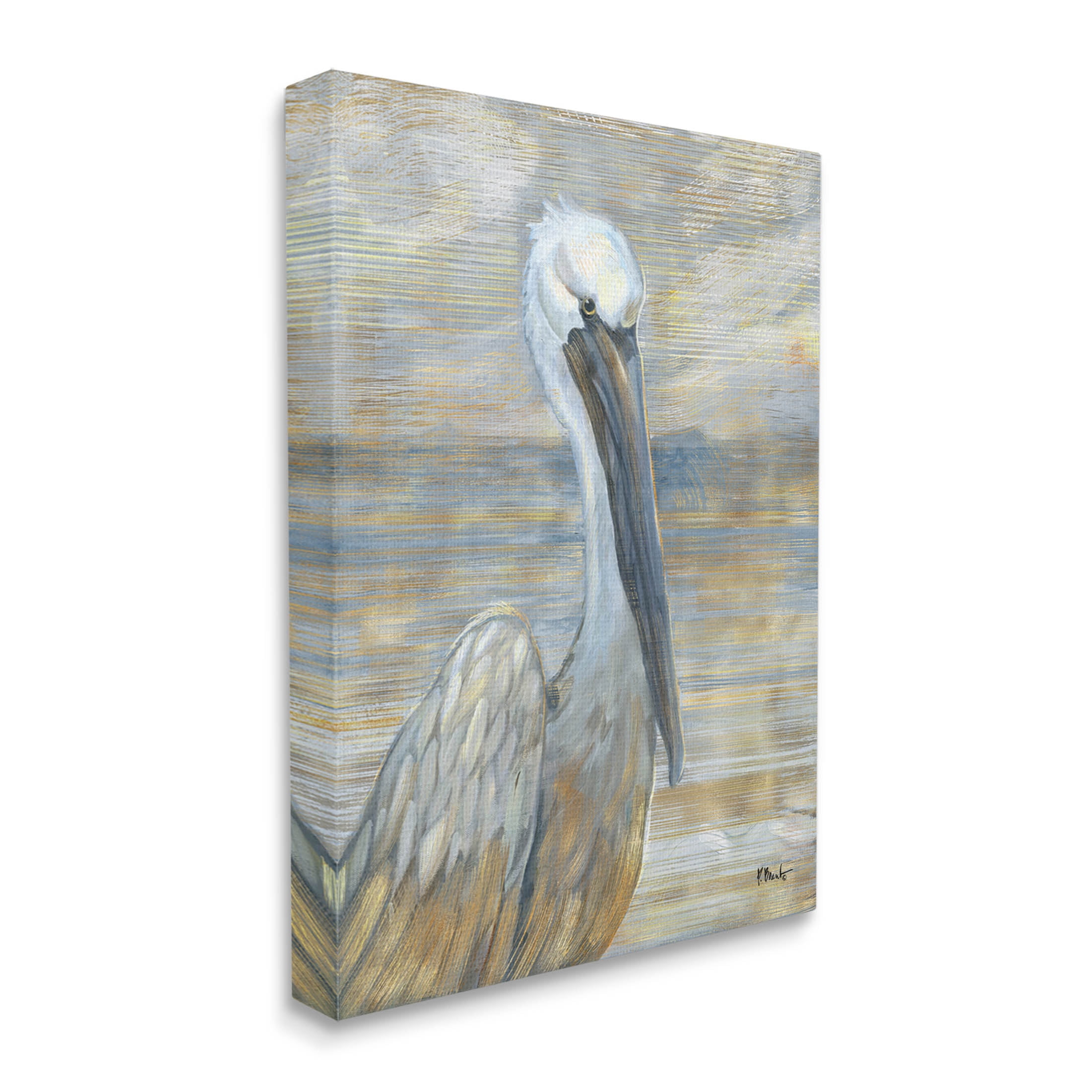 Stupell Industries Coastal Pelican Bird Abstract Portrait Painting Gallery Wrapped Canvas Print Wall Art, Design by Paul Brent