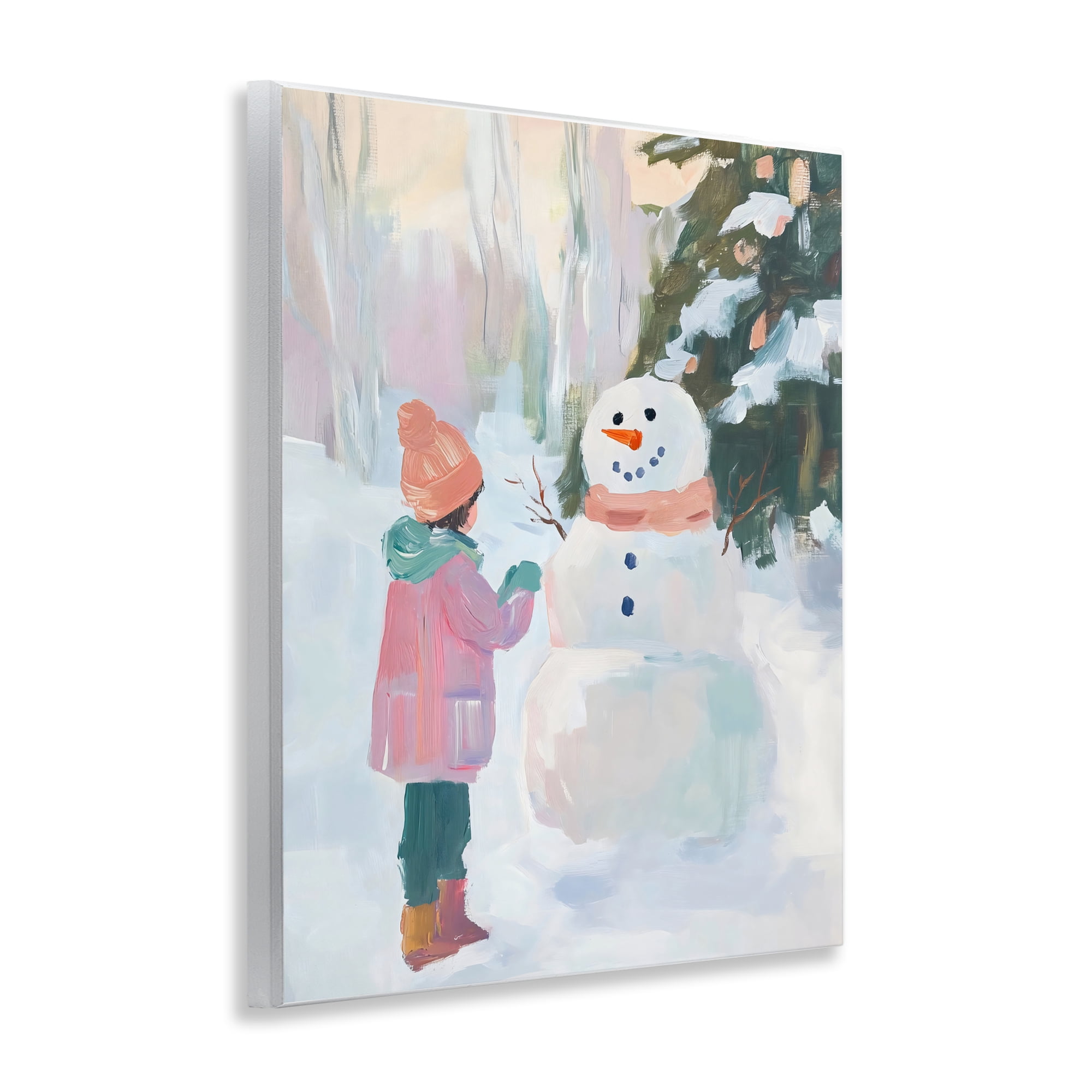 Stupell Industries Girl & Snowman in Winter Wall Plaque Art, design by The Prints Vibe