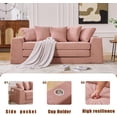 thumbnail image 3 of 82'' Boneless Loveseat Sleeper Sofa, Convertible Sofa Bed with Side Pocket Cup Holders, Corduroy Pull Out Floor Couch with 5 Pillows, Folding Mattress Couch for Small Spaces No Assembly (Pink), 3 of 9