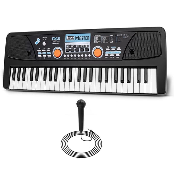 Digital Musical Karaoke Keyboard - Portable Electronic Piano Keyboard with Built-in Rechargeable Battery & Wired Microphone (49 Keys)