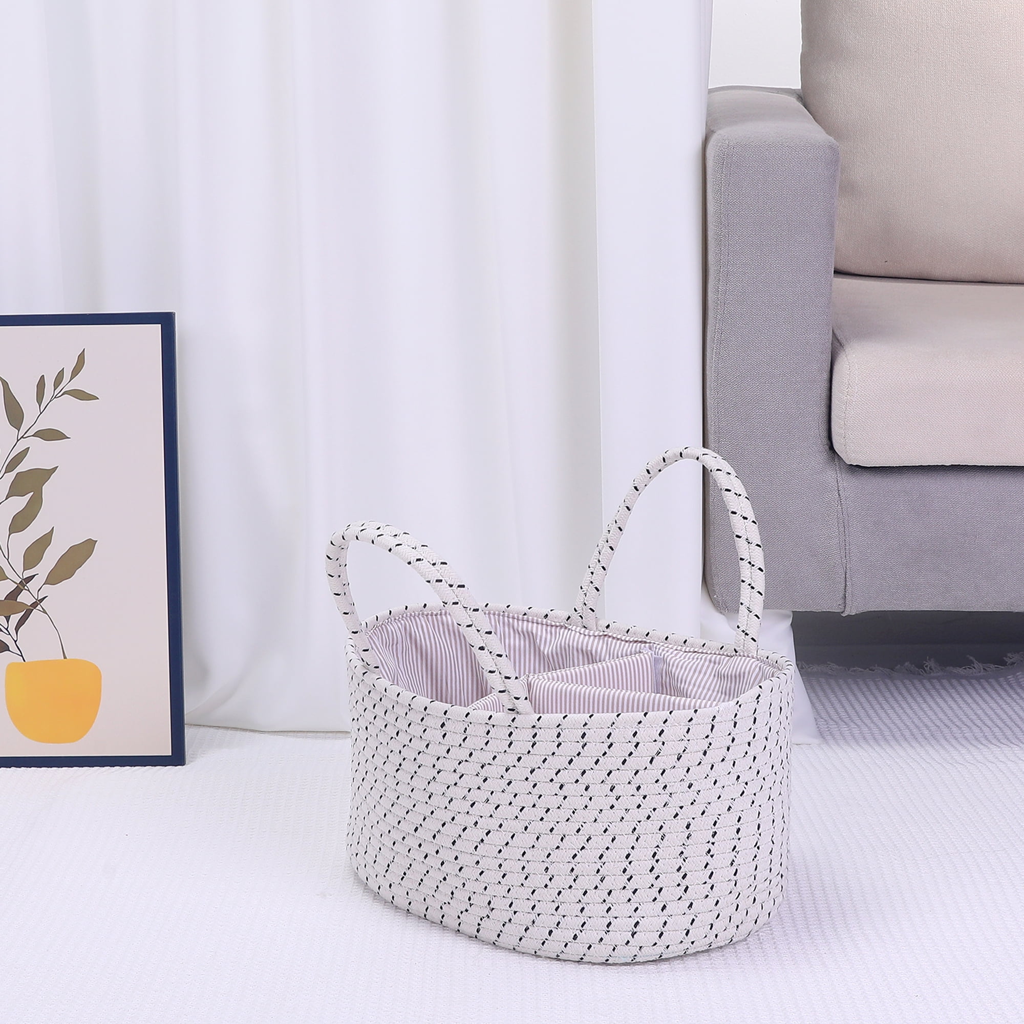 Unique Bargains 1 Pack Woven Storage Basket Shelf Closet Storage Bin for Clothes White S