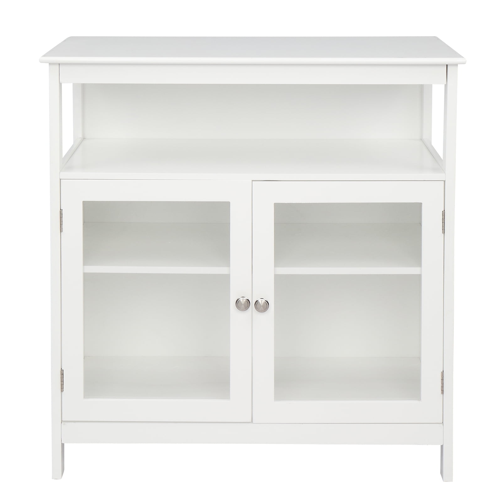 Kepooman Contemporary Sideboard, Transparent Double Doors Buffet Credenza With Middle Storage Layer MDF NC Spray Paint Sideboard, White Kepooman Contemporary Sideboard, Transparent Double Doors Buffet Credenza With Middle Storage Layer MDF NC Spray Paint Sideboard, White