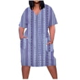 thumbnail image 1 of Vestido Corto de Verano Moda Grande Impresión de Manga Corta Cuello en V Bolsillo Mini Vestido para Casual Y Diario, 1 of 5
