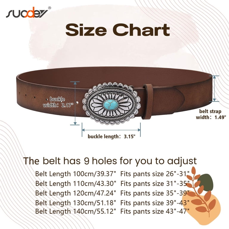 Suosdey Turquoise Buckle Western Leather Belt, Unisex photo 6