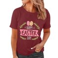 thumbnail image 1 of Pxiakgy Liquidation! Joyeuses Pâques! T-Shirts pour Femmes, T-Shirt Graphique Lapin de Pâques, T-Shirts de Vacances Œuf de Pâques, Mode Féminine Col Rond Manches Courtes T-Shirt Imprimé Pâques Vin TG, 1 of 4