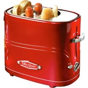 Nostalgia Retro Hot Dog Toaster Oven and Bread Toaster with Mini Tongs, Red