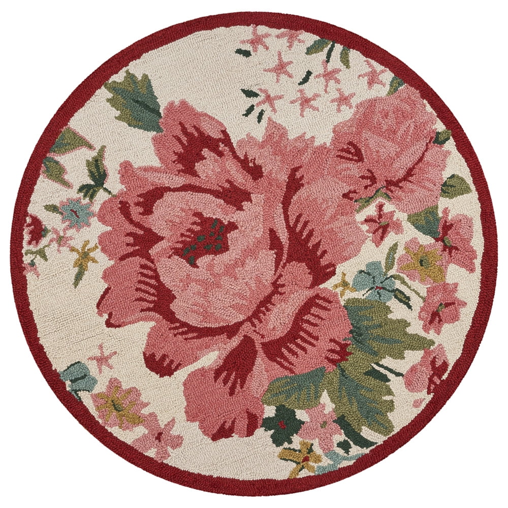 Lr Home Dazzle Tropical Rose Cream & Pink 4 Feet x 4 Feet Round Indoor