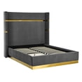 thumbnail image 4 of Upholstered Bed Frame Queen Size 65" Tall Wingback Headboard Queen Bed Frame Metal Decoration /No Box Spring Needed, 4 of 6