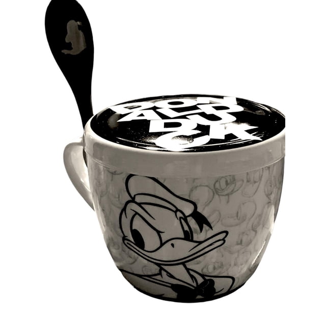 Pato Donald Taza de Porcelana con Tapa, Cuchara y Caja de Regalo 580 ml