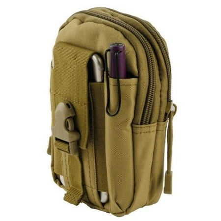 Free Mini Blade Case - Heavy Duty Canvas Sports Activity Waist Pack Pocket Belt for ZTE ZMAX, Blade X2 Max, X, Force, Grand X Max 2, Max Duo 4G, Lever LTE, Quartz, Max (Khaki) + MND Mini Stylus