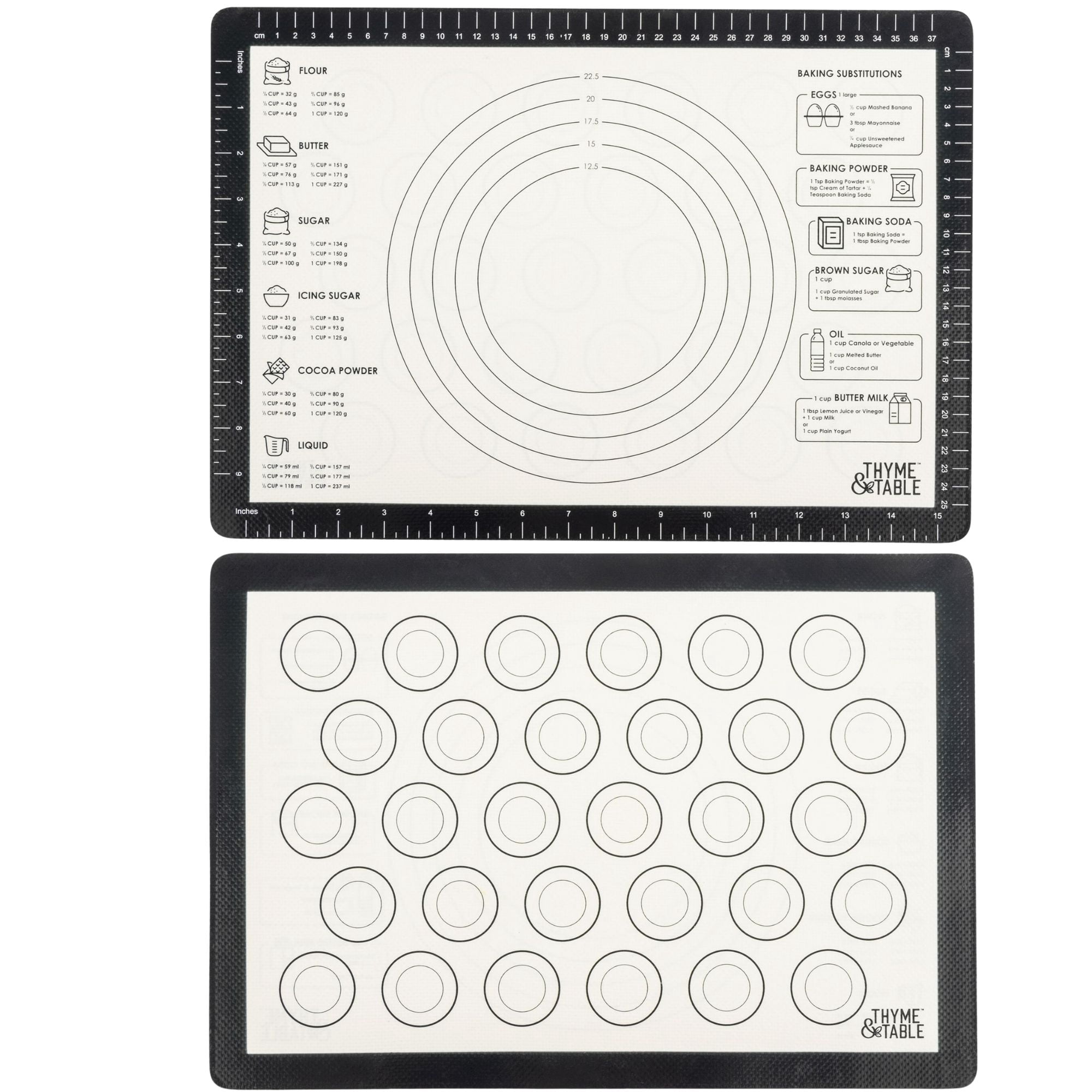 (4 pack) Thyme & Table Double-Sided Easy Clean Silicone Baking Mat with Measurements, 11.6" x 16.6"