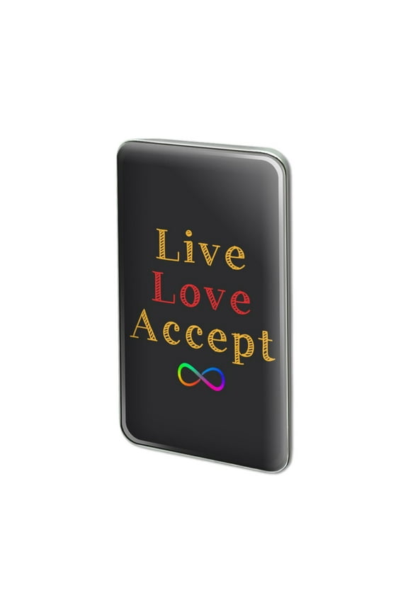 Live Love Accept Autism Awareness Infinity Rainbow Metal Rectangle Lapel Hat Pin Tie Tack Pinback