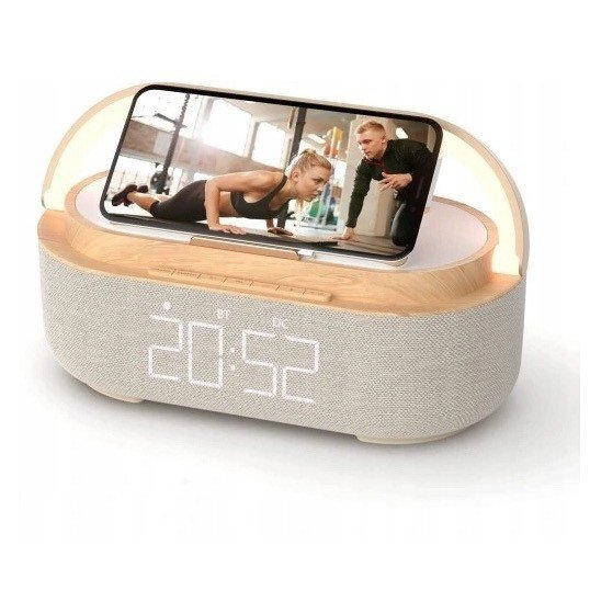 Multifunctional mobile phone wireless charger bedroom desk lamp time alarm clock radio audio
