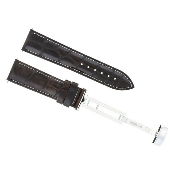 17MM LEATHER STRAP WATCH BAND FOR 31MM ROLEX MIDSIZE WATCH DEPLOYMNT CLASP BROWN