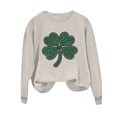 thumbnail image 3 of Felirenzacia Women’s St. Patrick Sweatshirt Holiday Clover Graphic Cozy Seasonal Everyday Pullover, Khaki,L, 3 of 7