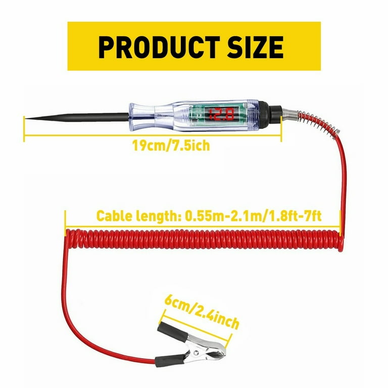 Probador De Corriente Eléctrica Car Truck Voltage Circuit Tester 6V 12V 24V DC Digital Display Long Circuit Analyzer - Foto 7