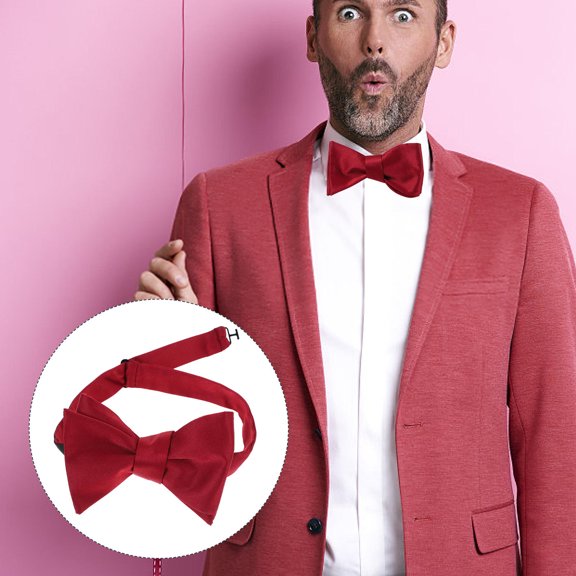 LOLIPPYY Men Bow Tie Red Self Tie Formal Bowtie for Wedding Business Meeting Elegant Appearance