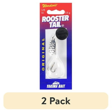 (2 pack) Yakima Bait Worden s Original Rooster Tail Inline Spinnerbait Fishing Lure Hammered Silver White 1/8 oz.