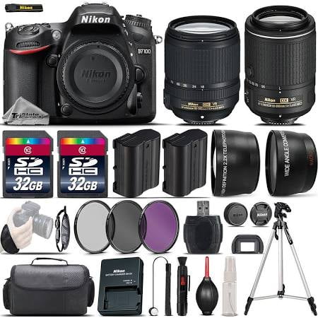 Nikon D7100 Digital SLR Camera + 18-140mm VR + 55-200mm VR II + 64GB -4 Lens Kit, Black