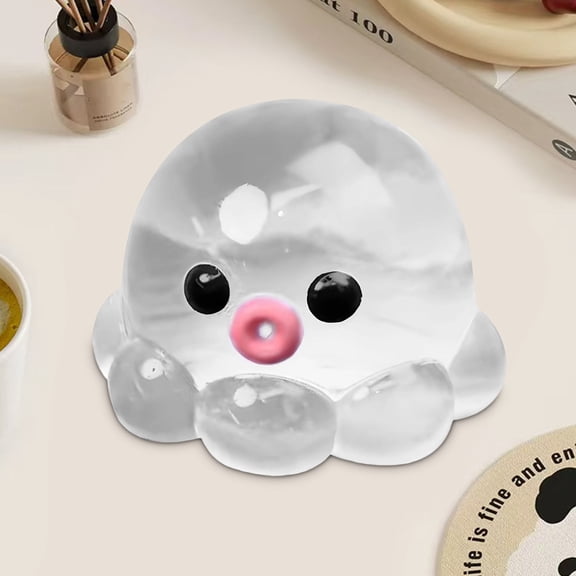 White Octopus Stress Relief Decor, Soft Squeeze Sensory Display Accent, Funny Cute Animal Decor for Home & Office, Mother's Day Gift Decor, Christmas Decor, Anxiety Relief Hand Decor, 1pc