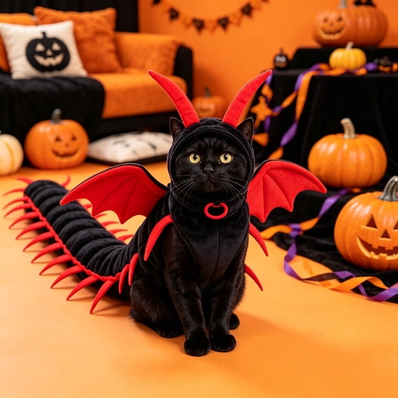 Cat Costume for Halloween Party Centipede Pet Outfit Funny Adjustable Dress-Up Cloak with 3D Legs for Photo Shoot and Holiday Gift