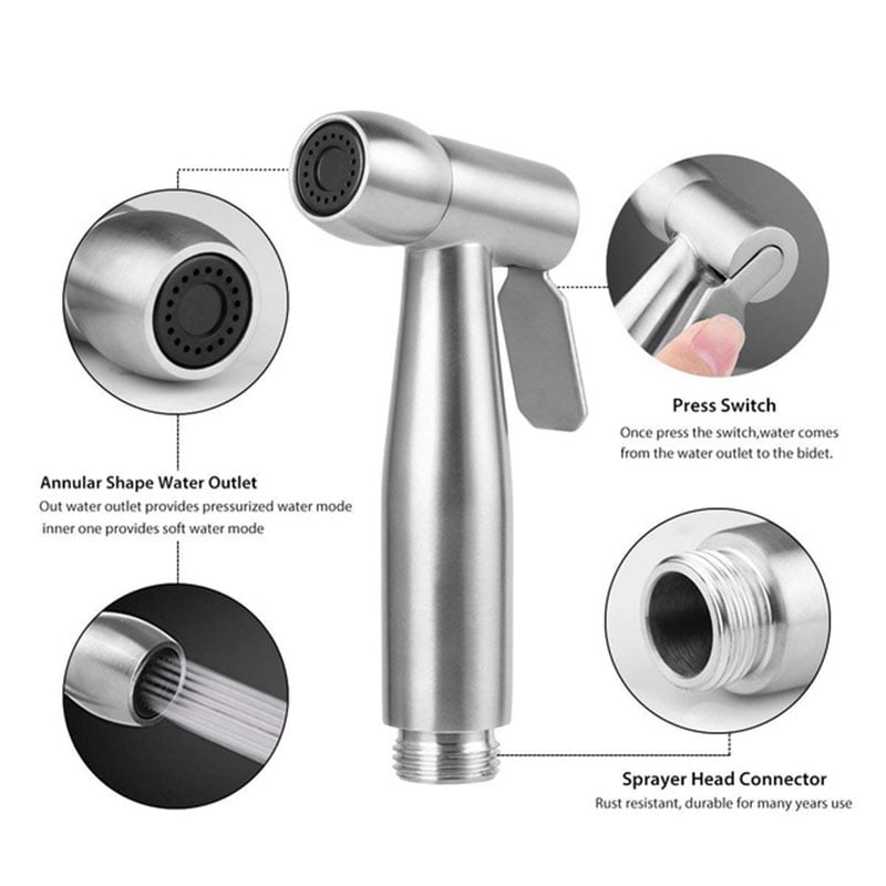 Brushed Nickel SUS304 Handheld Bidet Toilet Shattaf Kit Sprayer G7/8 ...