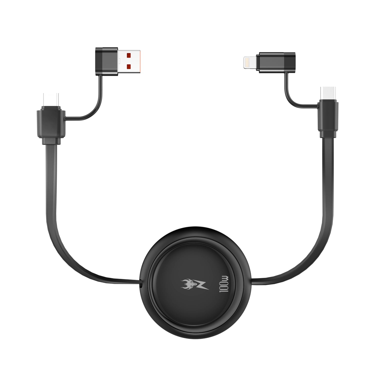 MyBat Pro PowerLines 4-in-1 Dual-Retractable Charging Cable - 3FT - Black