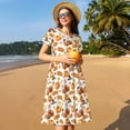 thumbnail image 4 of Rateoe Pumpkins Pattern Women’s Short Sleeve Dress – Casual Elegant Summer A-Line Dress for Everyday Wear, 4 of 6