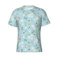 thumbnail image 4 of Vsdgher Bee Flower Print Men's Dry Fit Mesh Athletic Shirts Moisture Wicking Tennis T-Shirt Tops, 4 of 9