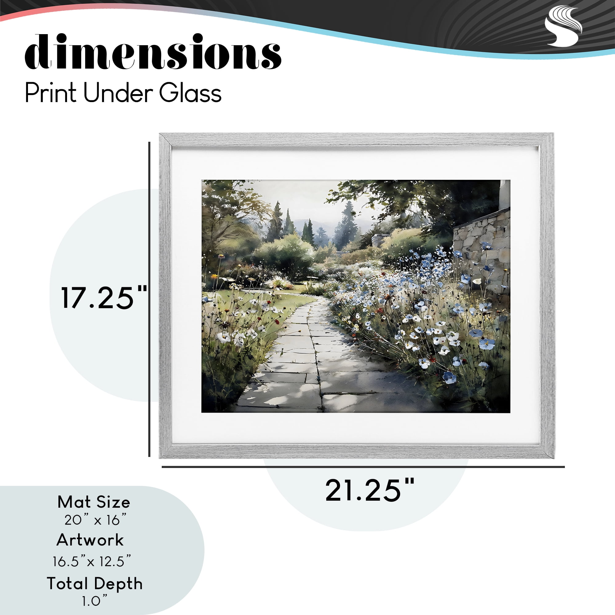 Stupell Industries Garden Pathway in Summer Light Gray Framed Print Under Glass, design by Franklyn Gregory