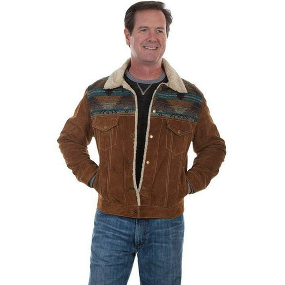 Scully Men's Boar Suede Jean Jacket Brown