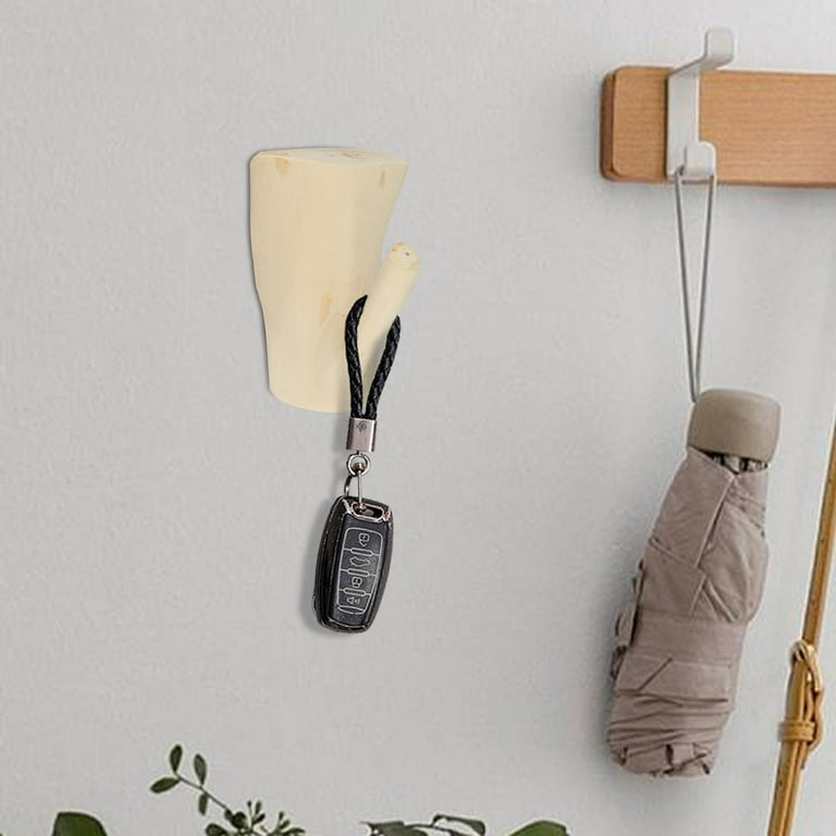 Baoblaze Decorative Wood Adhesive Hook Key Holder Coat Hook for