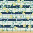 thumbnail image 2 of Ambesonne Floral Fabric by the Yard Upholstery, Flowers of Spring Seafoam, 1 Yard, Pastel Yellow and Navy Blue, 2 of 5