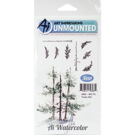 UPC: 0750810793684 | Art Impressions Watercolor Cling Rubber Stamps -Fir Trees