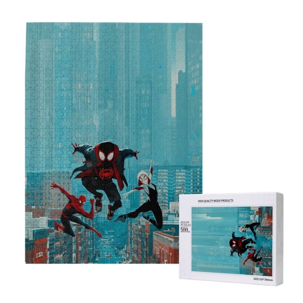 Into the Spider-Verse - Rompecabezas de madera de 500 piezas - Adecuado para niños y adultos - Rompecabezas para niños y niñas, juguetes de juego de entretenimiento con rompecabezas. Talla única