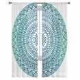 thumbnail image 2 of Turquoise Boho Semi Sheer Curtains 96 Inch Length 2 Panels Set, Retro Ethnic Teal Geometric Aesthetic Sheer Kitchen Curtain Privacy Voile Window Curtain for Living Room Bedroom Rod Pocket Drapes, 2 of 7