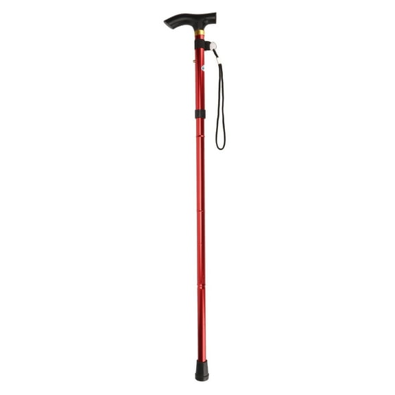 Walking Cane, Adjustable Folding Cane Lightweight Aluminum Portable Cane with Strap and Ergonomic T Handle, Collapsible Walking Stick for Men Women Seniors, Daily Living Aid for Limited Mobility (Red)