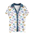 thumbnail image 5 of Craaazy Women's Casual Loose Floral Print Waffle Knit Collar Button Down Short Sleeve Top Breathable Lightweight Blouse, 5 of 5