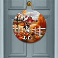 thumbnail image 2 of Thanksgiving Boston Terrier Pilgrim Grateful, Thankful, Blessed Fall Welcome Round Wood Sign Gentleman Dog Lover Gifts Hanging Wall Home Decor - 00021, 2 of 5