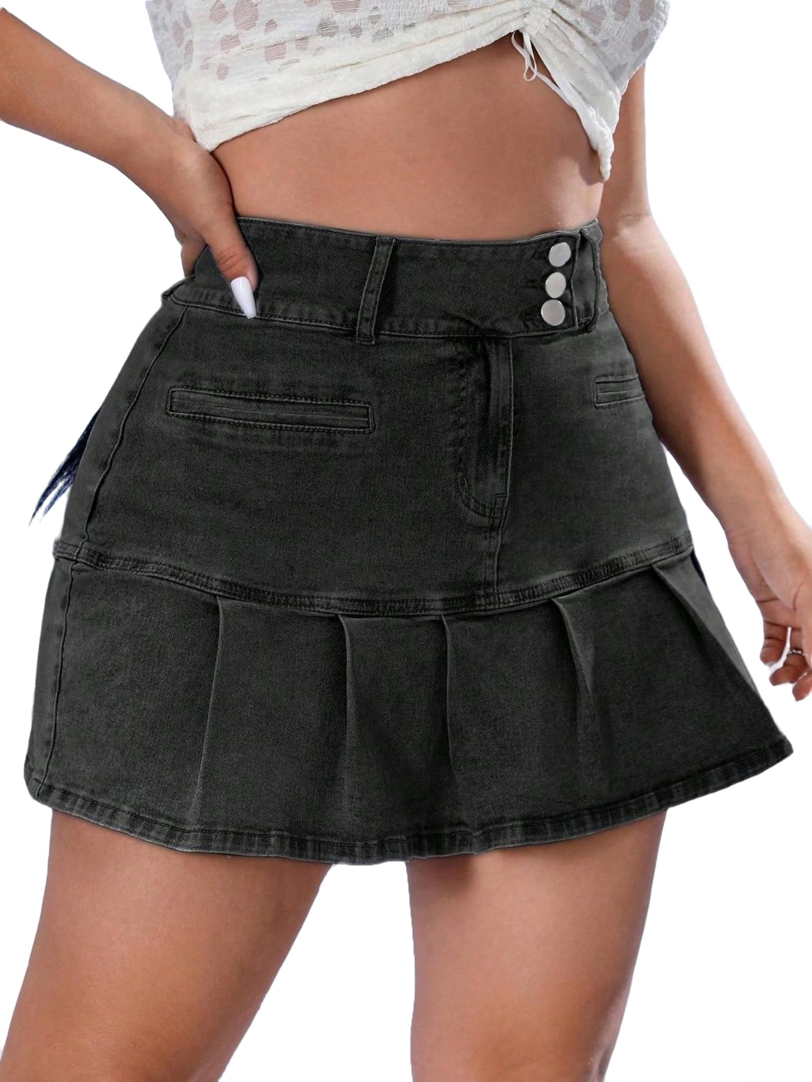 Black jean skirt shop 4xl