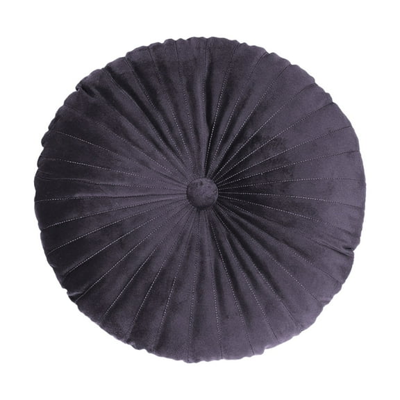 Yttmshdga Cute Faux Velvet Round Throw Pillow Decorative Round Pleated Throw Pillows Pumpkin Throw Pillows With Center Button Velvet Floor Pillows For Sofa Couch Vanity Chair Bed