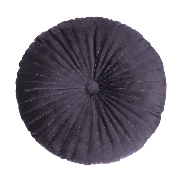 Cute Faux Velvet Round Throw Pillow Decorative Round Pleated Throw Pillows Pumpkin Throw Pillows With Center Button Velvet Floor Pillows For Sofa Couch Vanity Chair Bed