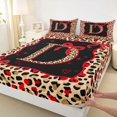 thumbnail image 4 of Manfei Red Bow Tie D Personalized Initial Full Size Sheets 4-Piece for Teens Girls,Kids Vintage Leopard Print Letter Bed Sheets,Lightweight Room Decor, 4 of 5