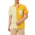 thumbnail image 1 of Unique Bargains Men's Shirts Short Sleeve Summer Cotton Patchwork Button Down Shirts, 1 of 5