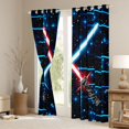 thumbnail image 3 of jejeloiu Modern Cool Lightsaber Blackout Curtains Set of 2 (52x84 Each),Cartoon Light Sword Window Curtains,Blue Black Curtains and Drapes For Boys Kids,Breathable Home Decor, 3 of 6