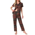 thumbnail image 2 of INSPIRE CHIC Conjunto de Pijamas de Mujer a Cuadros de Manga Larga con Pantalones, Botones y Bolsillos XL de Manga Corta - Cuadros Rojos, 2 of 6