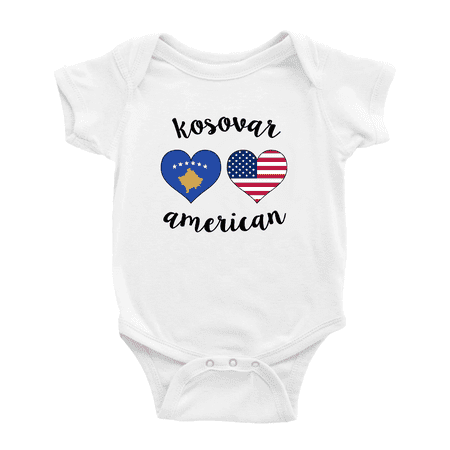 

Kosovar American Flag Two Hearts Baby Bodysuit Newborn Clothes Outfits (White 0-3 Months)