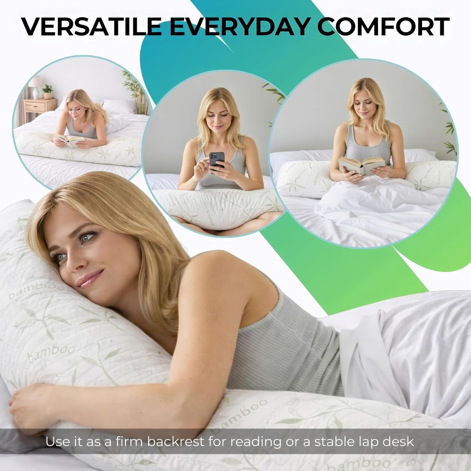 Sacred Thread 54”x8” Cylinder Long Pillow for Bed Decorative Grey Cooling Body Pillow for Side Sleeper, Soft and Supportive Full Body Pillows for Adults, Firm Body Pillow Memory Foam
