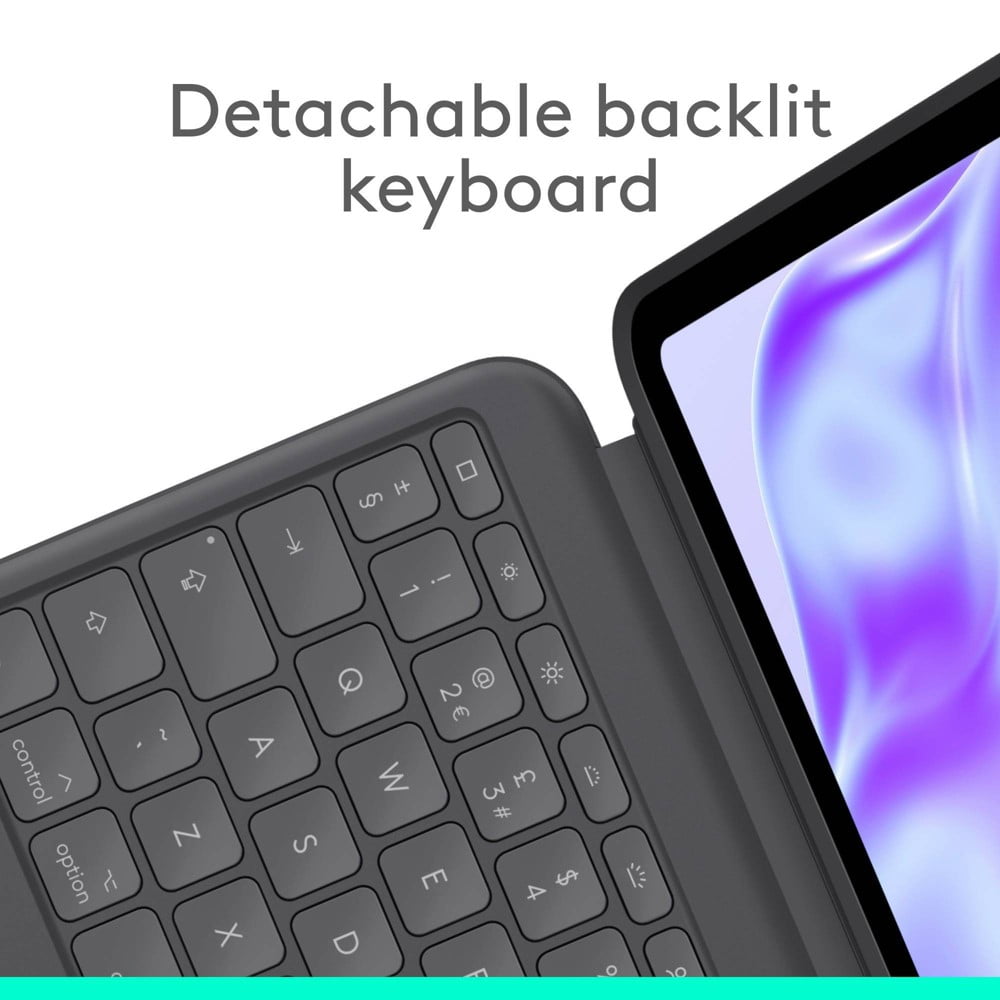 Logitech Combo Touch iPad Pro 13-inch (M4 & M5)(2024 & 2025) Keyboard Case - Detachable backlit keyboard with kickstand, comfortable typing, multi-use mode - Graphite